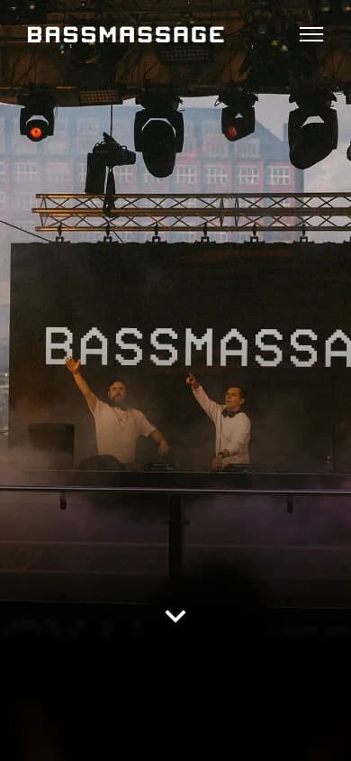 Mobile view of BASSMASSAGE: Website & online shop for a music duo