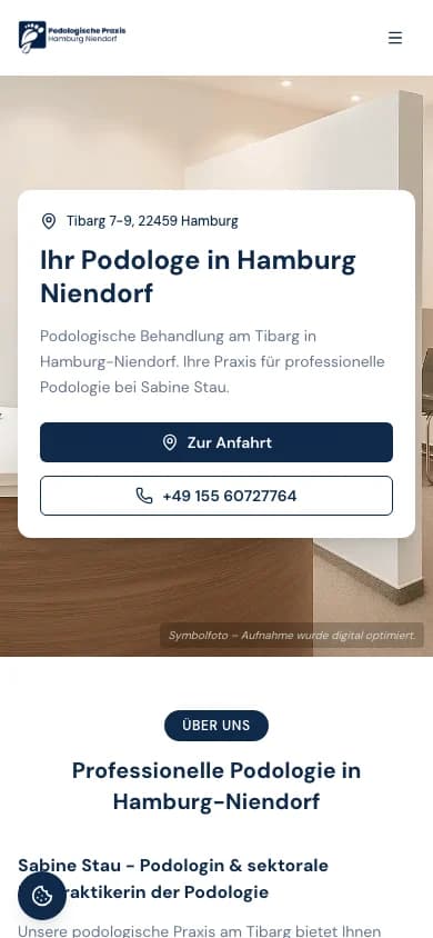 Mobile Ansicht von Podologie Hamburg Niendorf: Website für eine Podologiepraxis