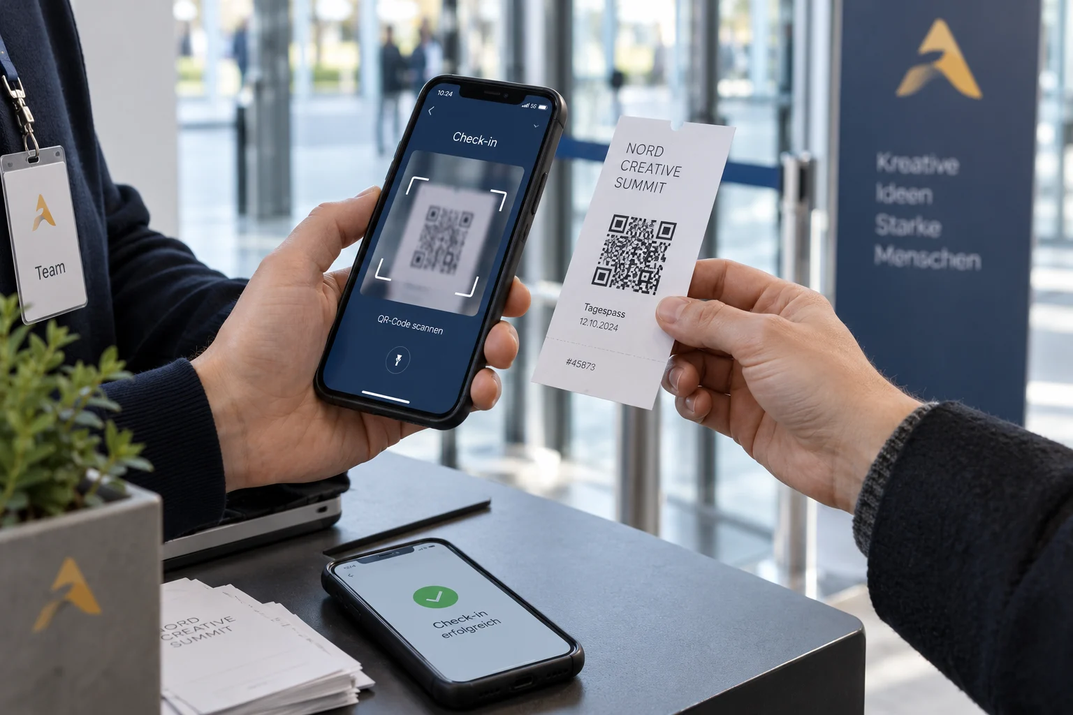 Mobile Check-in-App beim Scannen eines Veranstaltungstickets