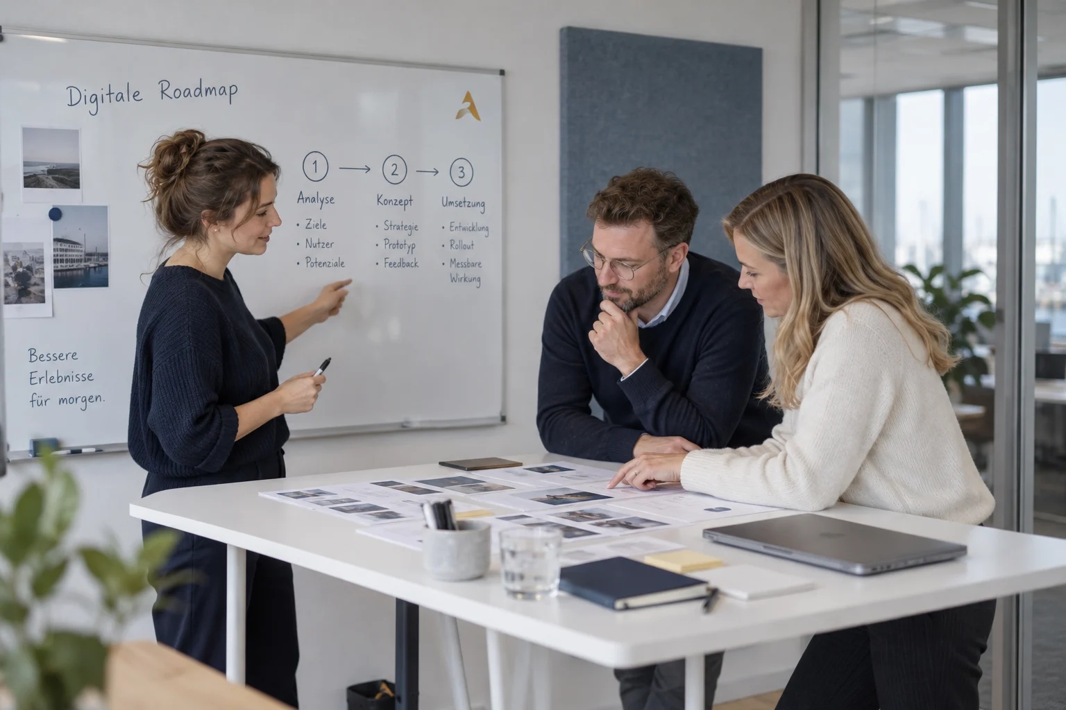 Gemeinsame Planung einer digitalen Roadmap am Whiteboard